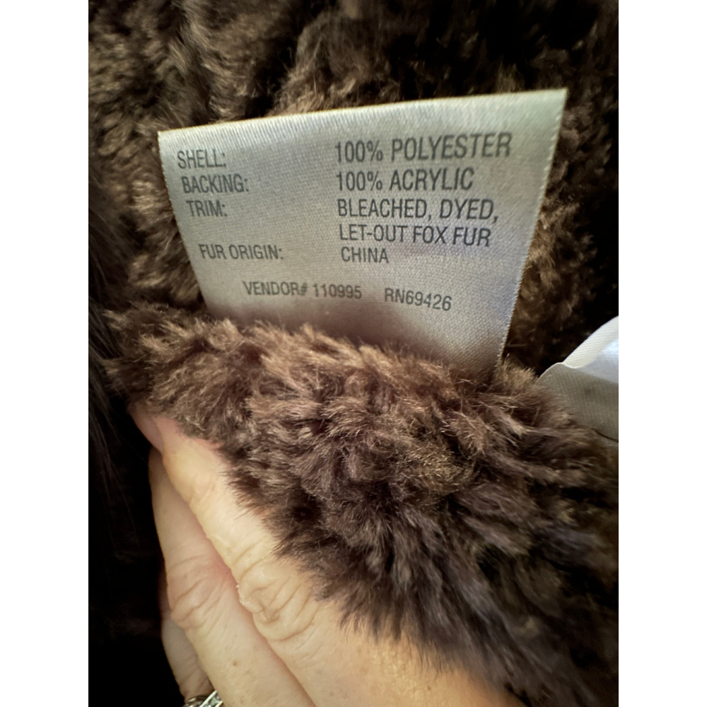 Wilsons Leather Faux Shearling Coat w/ Genuine Fox Fur Collar XL - Picture 9 of 11
